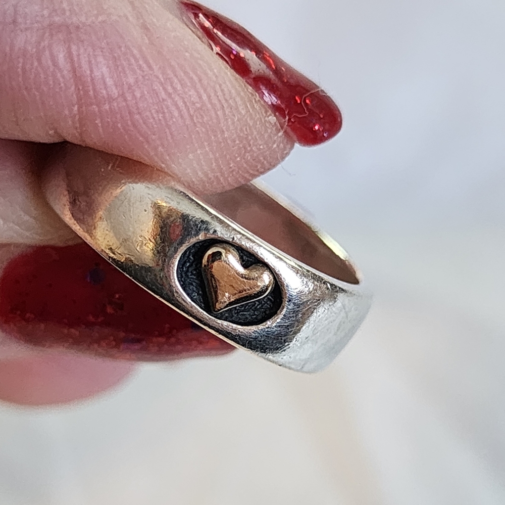 Sterling silver gold heart ring